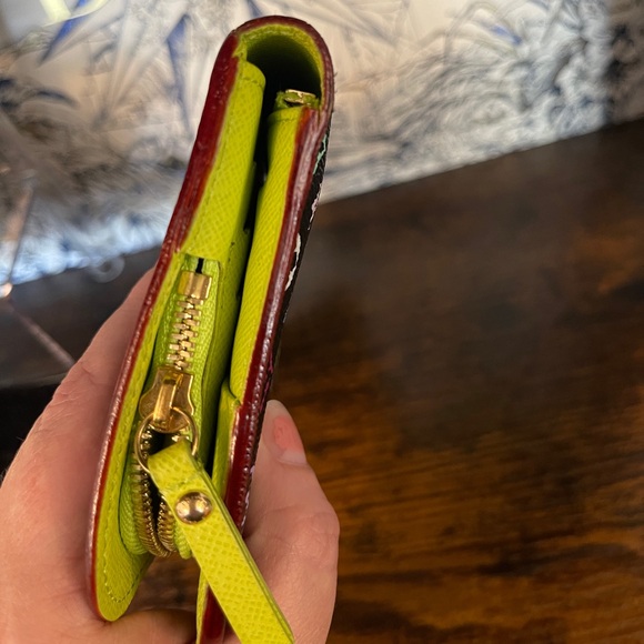 Authentic Louis Vuitton Multicolor Murakami Lime Green Insolite Wallet Clutch - Picture 4 of 7